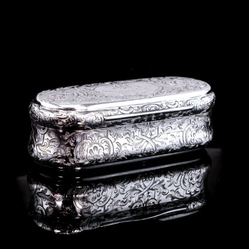 fig 5. Antique Victorian Solid Silver Snuff Box Oval/Oblong Shape - Charles Rawlings & William Summers 1849
