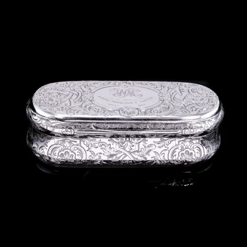 fig 6. Antique Victorian Solid Silver Snuff Box Oval/Oblong Shape - Charles Rawlings & William Summers 1849
