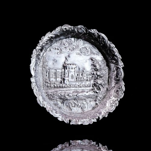 fig 2. Antique Solid Sterling Silver 'Castle Top' Dish/Pin Tray, Windsor Castle - Taylor & Perry 1843