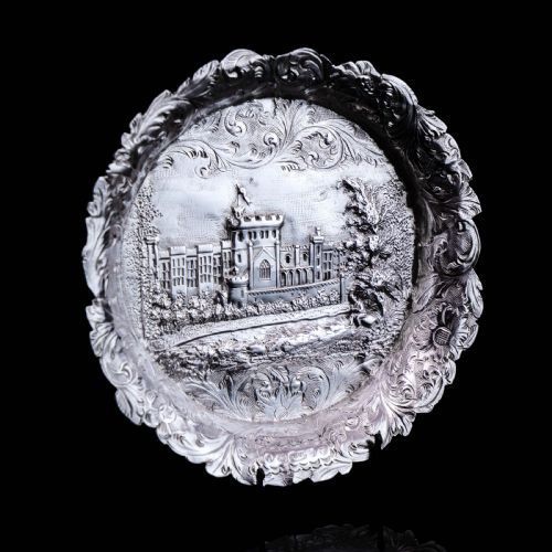 fig 3. Antique Solid Sterling Silver 'Castle Top' Dish/Pin Tray, Windsor Castle - Taylor & Perry 1843