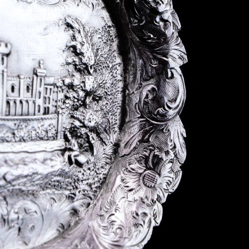 fig 5. Antique Solid Sterling Silver 'Castle Top' Dish/Pin Tray, Windsor Castle - Taylor & Perry 1843