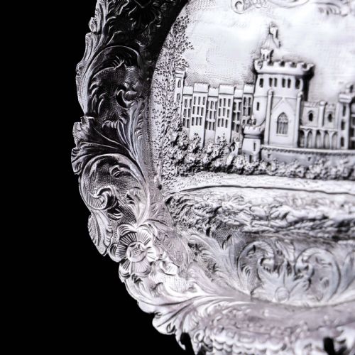 fig 6. Antique Solid Sterling Silver 'Castle Top' Dish/Pin Tray, Windsor Castle - Taylor & Perry 1843
