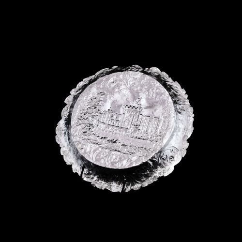 fig 7. Antique Solid Sterling Silver 'Castle Top' Dish/Pin Tray, Windsor Castle - Taylor & Perry 1843