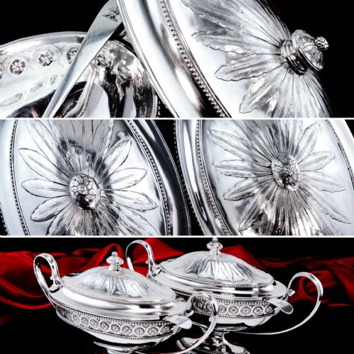 fig 2. Antique Georgian Sterling Silver Tureens - Neoclassical 1782