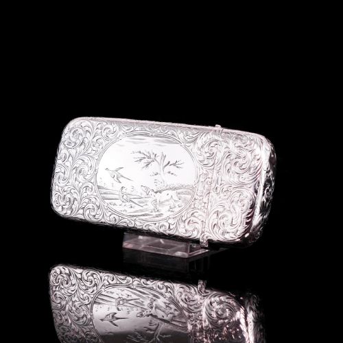 fig 1. Antique Victorian Solid Silver Cigar Cheroot Case - Nathaniel Mills 1853