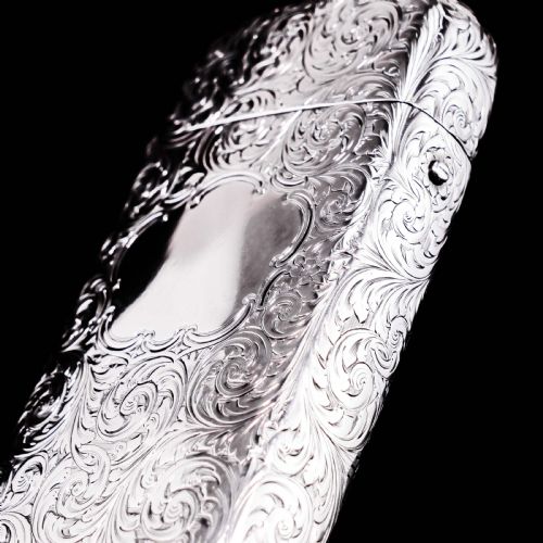 fig 6. Antique Victorian Solid Silver Cigar Cheroot Case - Nathaniel Mills 1853