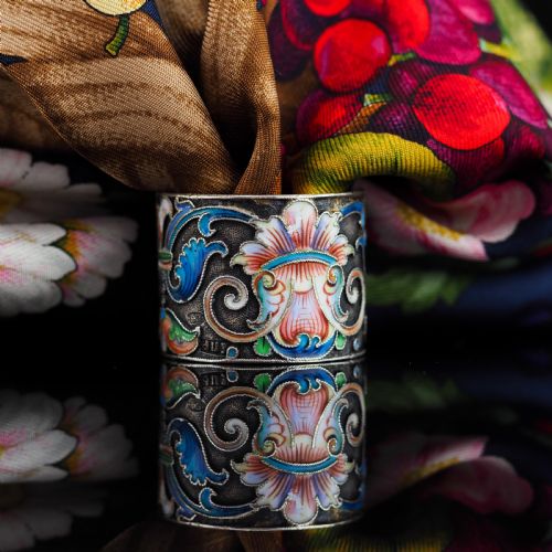 fig 4. Antique Russian Silver Cloisonne Enamel Scarf/Napkin Ring - c.1900