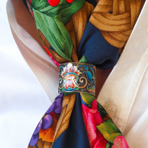 fig 7. Antique Russian Silver Cloisonne Enamel Scarf/Napkin Ring - c.1900