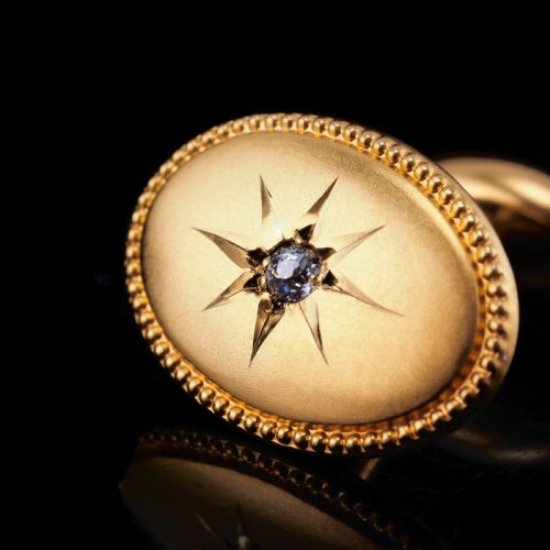 fig 3. Antique Victorian Diamond & 14ct Gold Star Cufflinks - c.1880
