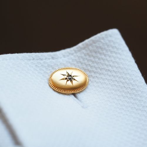 fig 5. Antique Victorian Diamond & 14ct Gold Star Cufflinks - c.1880