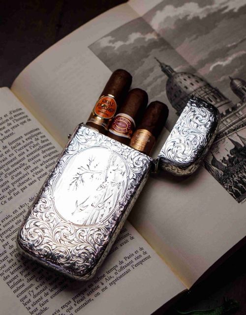 Antique Victorian Solid Silver Cigar Cheroot Case - Nathaniel Mills 1853