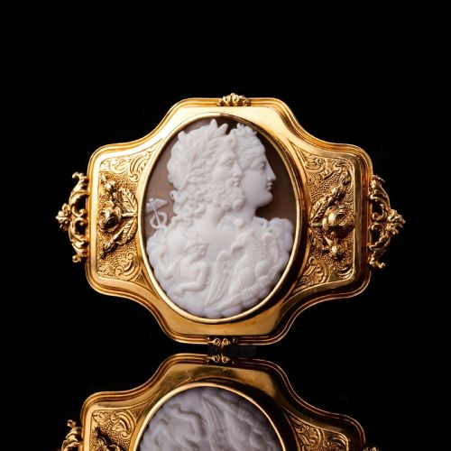 fig 5. Large Antique 18ct Gold Cameo Brooch, Greek Mythological Figures - c.1860