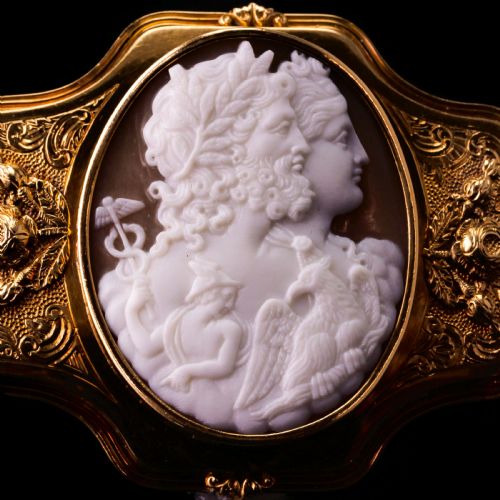 fig 8. Large Antique 18ct Gold Cameo Brooch, Greek Mythological Figures - c.1860