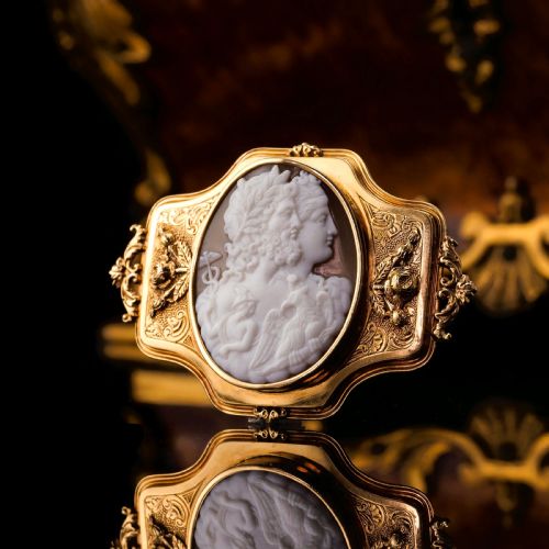 fig 10. Large Antique 18ct Gold Cameo Brooch, Greek Mythological Figures - c.1860