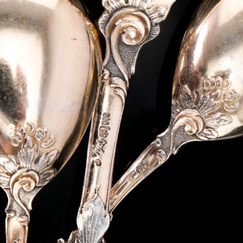 fig 4. Antique German Solid Silver Icecream Server & Spoons in Rococo Style - c.1900