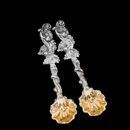 fig 5. Antique Georgian Silver Salt Spoons Rococo Shell Design - 1824