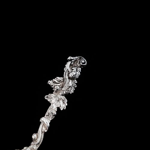 fig 8. Antique Georgian Silver Salt Spoons Rococo Shell Design - 1824