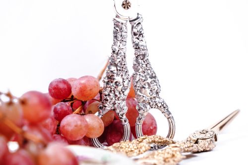 fig 7. Magnificent Antique Georgian Solid Silver Grape Scissors/Shears with Figural Bacchanalia Masks - London c.1830