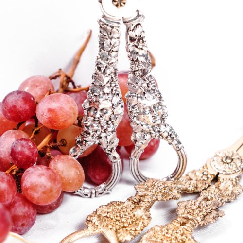 fig 8. Magnificent Antique Georgian Solid Silver Grape Scissors/Shears with Figural Bacchanalia Masks - London c.1830