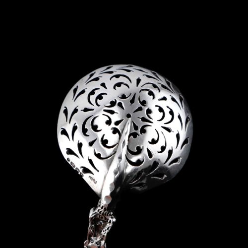 fig 3. Rare Antique Victorian Solid Silver Sugar Sifter/Caster Spoon with Figural Terminal - 1854