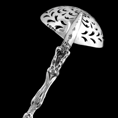 fig 4. Rare Antique Victorian Solid Silver Sugar Sifter/Caster Spoon with Figural Terminal - 1854