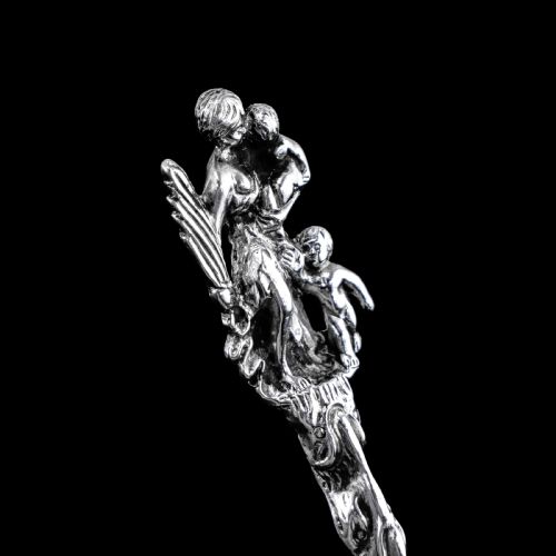 fig 5. Rare Antique Victorian Solid Silver Sugar Sifter/Caster Spoon with Figural Terminal - 1854