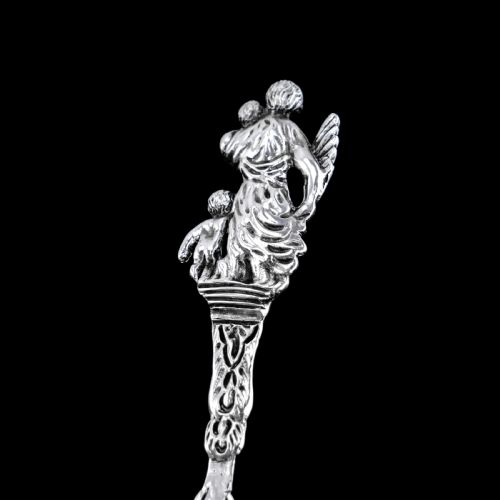 fig 6. Rare Antique Victorian Solid Silver Sugar Sifter/Caster Spoon with Figural Terminal - 1854