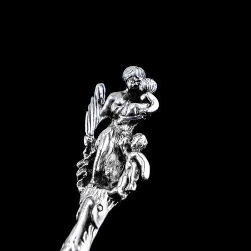 fig 7. Rare Antique Victorian Solid Silver Sugar Sifter/Caster Spoon with Figural Terminal - 1854