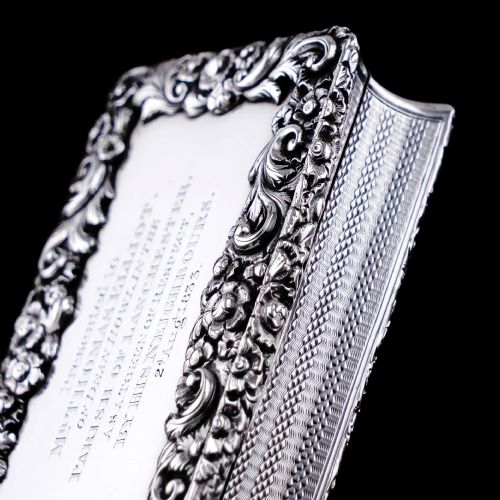 fig 3. Antique Georgian Silver Table Snuff Box with Engine Turned & Floral Border Decorations - 1829