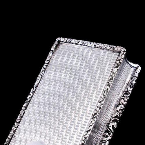 fig 7. Antique Georgian Silver Table Snuff Box with Engine Turned & Floral Border Decorations - 1829