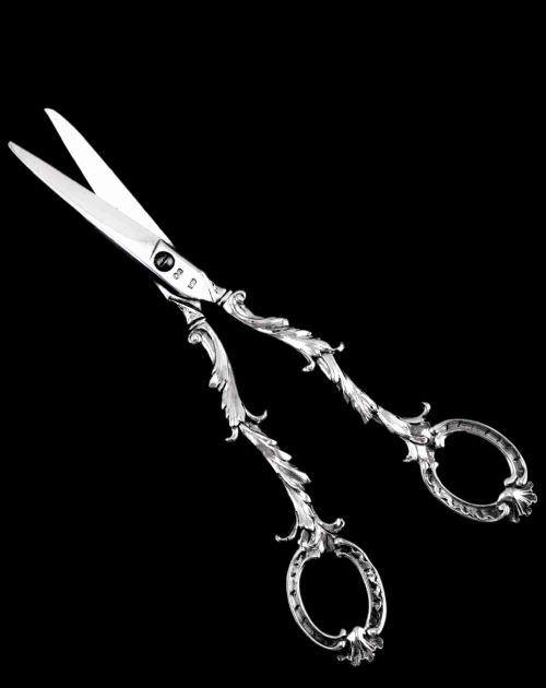 Antique Victorian Solid Silver Scissors/grape Shears Cast Acanthus Design - Francis Higgins 1846
