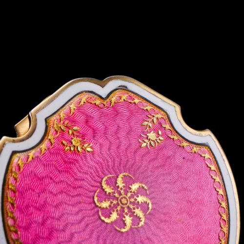 fig 3. Antique French Solid Silver Gilt Pink Enamel Guilloche Large Paper Clip - c.1880