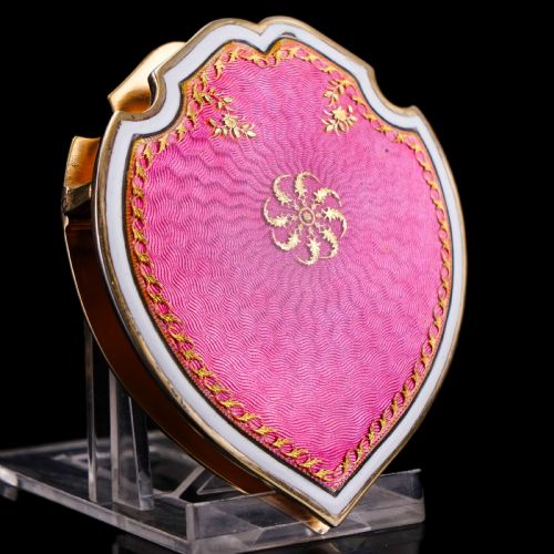 fig 4. Antique French Solid Silver Gilt Pink Enamel Guilloche Large Paper Clip - c.1880