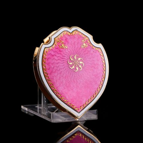 fig 5. Antique French Solid Silver Gilt Pink Enamel Guilloche Large Paper Clip - c.1880
