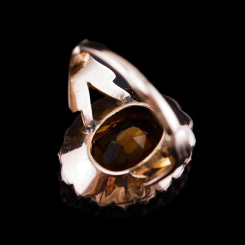 fig 6. Antique Victorian Citrine & Seed Pearl Cluster Ring 9ct Gold - c.1890