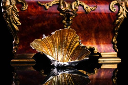 fig 1. Antique Victorian Solid Silver Salt/Butter Dish, Cast Shell Giant Clam Design - Stephen Smith 1876
