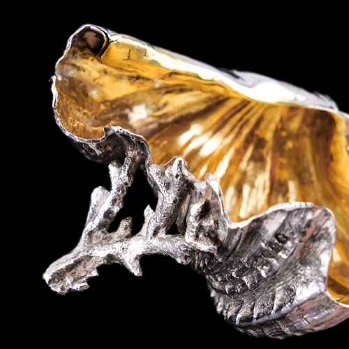 fig 7. Antique Victorian Solid Silver Salt/Butter Dish, Cast Shell Giant Clam Design - Stephen Smith 1876