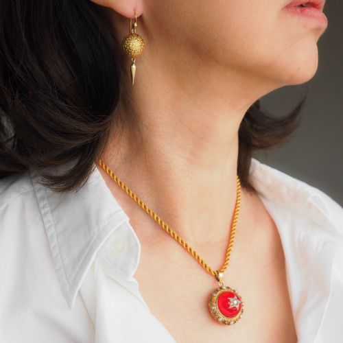 fig 1. Antique Victorian 18ct Gold Earrings Etruscan Style - c.1880