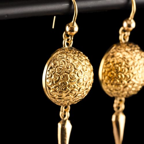 fig 5. Antique Victorian 18ct Gold Earrings Etruscan Style - c.1880