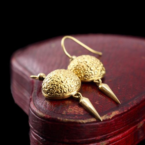 fig 6. Antique Victorian 18ct Gold Earrings Etruscan Style - c.1880