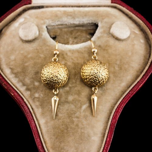 fig 8. Antique Victorian 18ct Gold Earrings Etruscan Style - c.1880