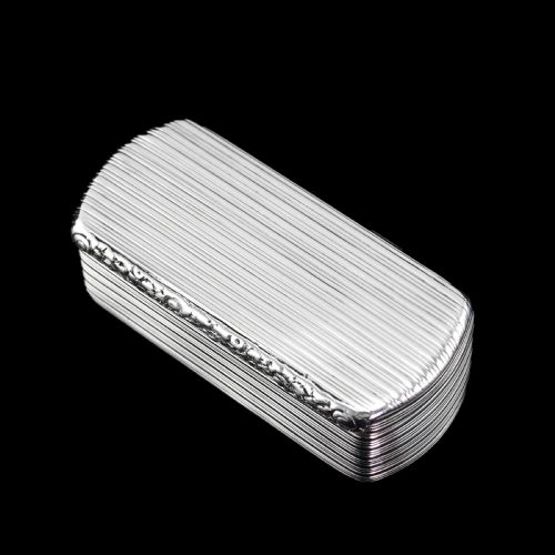 fig 1. Antique Georgian Solid Silver Snuff Box Oblong Shape with Reeded Lines - Charles Rawlings 1818