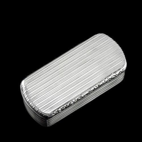 fig 2. Antique Georgian Solid Silver Snuff Box Oblong Shape with Reeded Lines - Charles Rawlings 1818