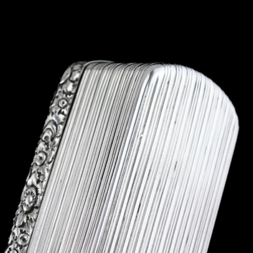fig 4. Antique Georgian Solid Silver Snuff Box Oblong Shape with Reeded Lines - Charles Rawlings 1818
