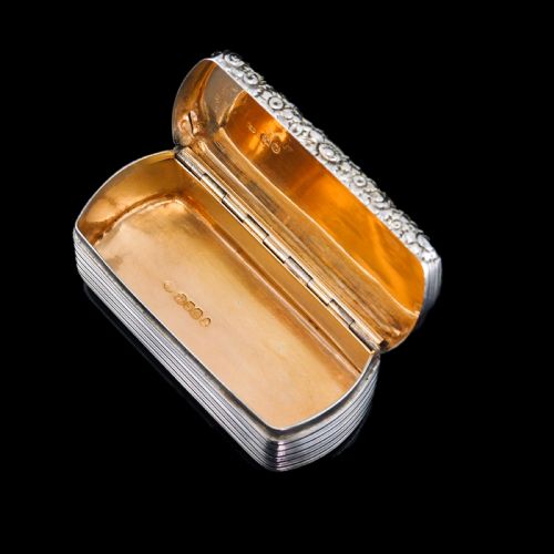 fig 7. Antique Georgian Solid Silver Snuff Box Oblong Shape with Reeded Lines - Charles Rawlings 1818