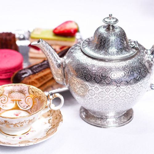 fig 4. Antique Victorian Solid Silver Teapot with Rare Dotted Pattern - Barnards 1863