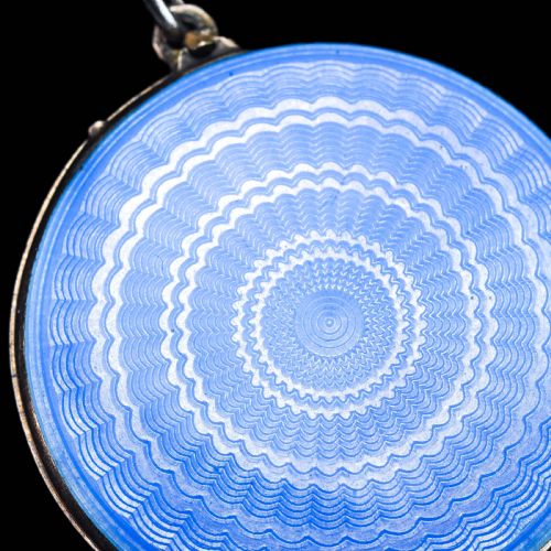 fig 6. Antique Norwegian Blue Guilloche Enamel Pendant Necklace with Locket - Marius Hammer c.1900