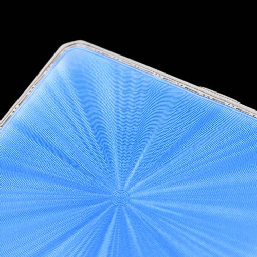 fig 7. Sterling Silver Cigarette Case with Blue Sunburst Enamel Guilloche - A E Poston & Co Ltd 1937