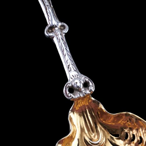 fig 2. Antique Victorian Sterling Silver Sugar Spoon Oyster Shell Design - George Fox 1867