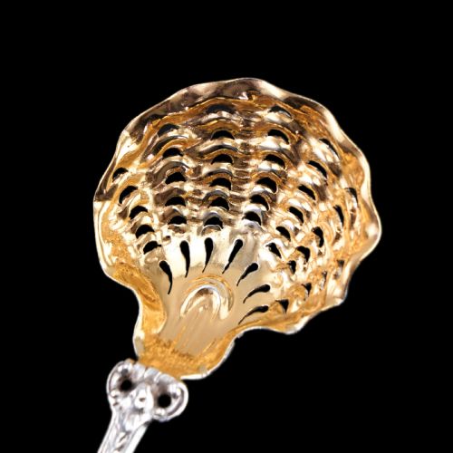 fig 4. Antique Victorian Sterling Silver Sugar Spoon Oyster Shell Design - George Fox 1867
